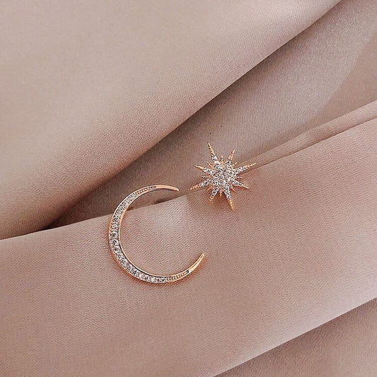 【26】【47】S925銀 星月アシンメトリーピアス ～人気インフルエンサー愛用～