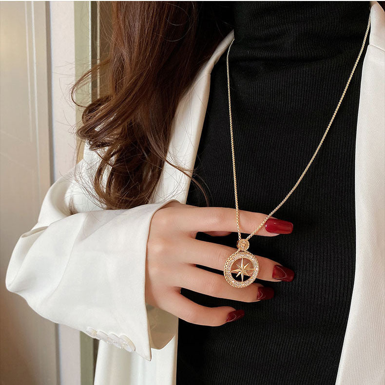 【002】スターライトエイトポインテッドネックレス ～プレミアムジルコニア散りばめ 秋冬の大人きれいめスタイル～