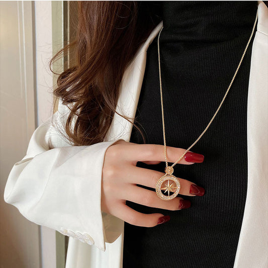 【002】スターライトエイトポインテッドネックレス ～プレミアムジルコニア散りばめ 秋冬の大人きれいめスタイル～