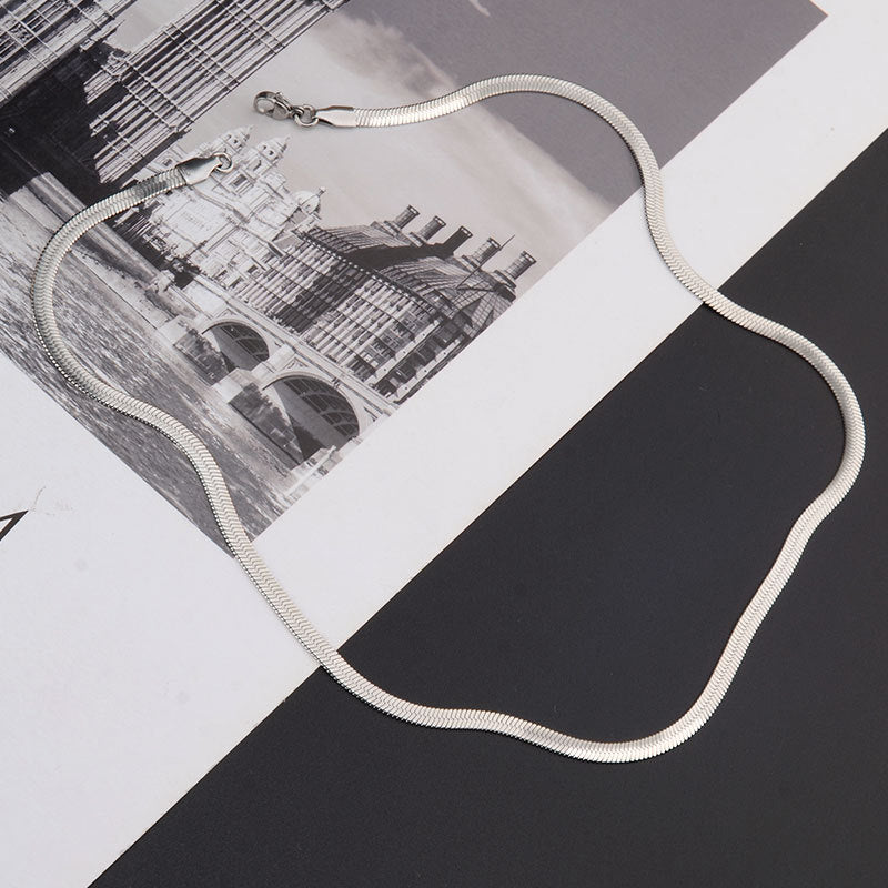 【030】超薄型チタンスチール スネークチェーン ～ブレードカットで男らしい輝き