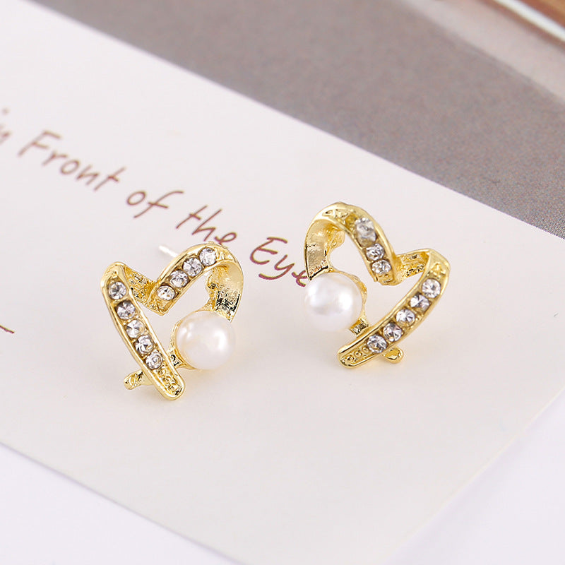【020】透かしハート ジルコニア×パールピアス ～小さな耳元を華やかに～