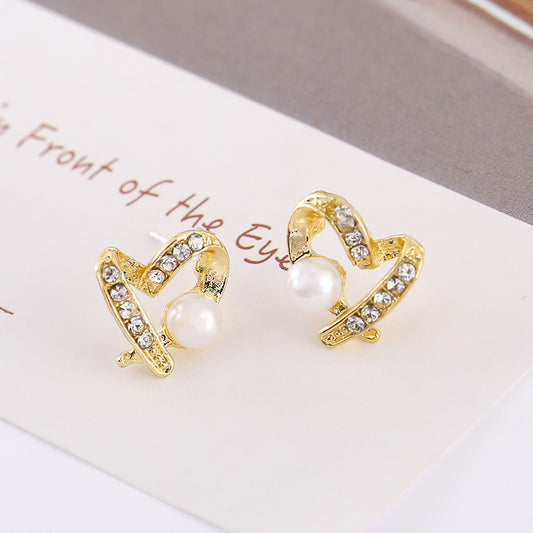 【020】透かしハート ジルコニア×パールピアス ～小さな耳元を華やかに～